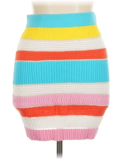 Pre-owned Solid & Striped Casual Skirt In White