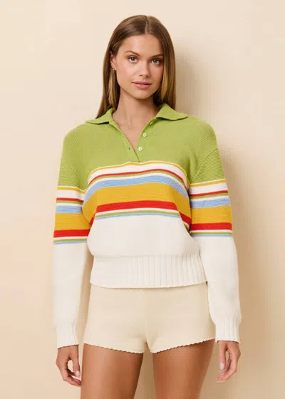 Solid & Striped Cleo Pullover Polo Top In St. Barths Stripe In Multi