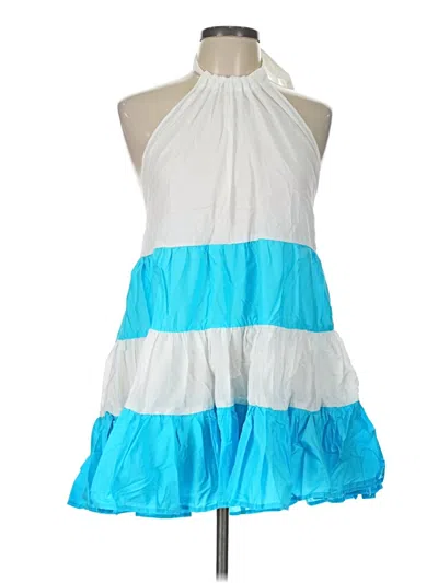 Pre-owned Solid & Striped Cocktail Dress In Blue