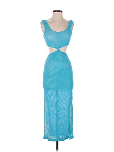 Pre-owned Solid & Striped Cocktail Dress In Blue