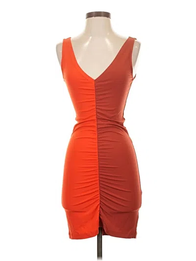 Pre-owned Solid & Striped Cocktail Dress In Orange