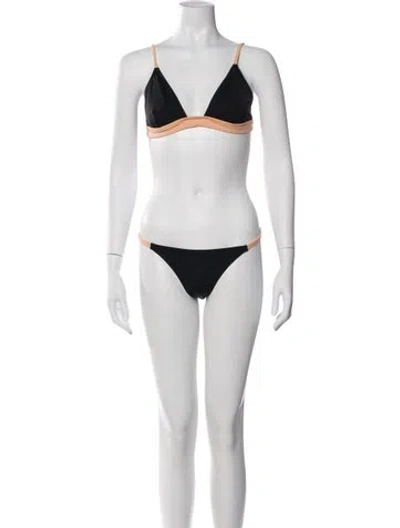 Pre-owned Solid & Striped Colorblock Pattern Bikini In Blue