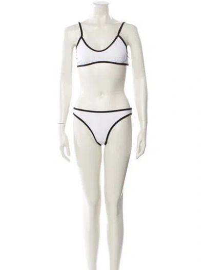 Pre-owned Solid & Striped Colorblock Pattern Bikini W/ Tags In Neutral