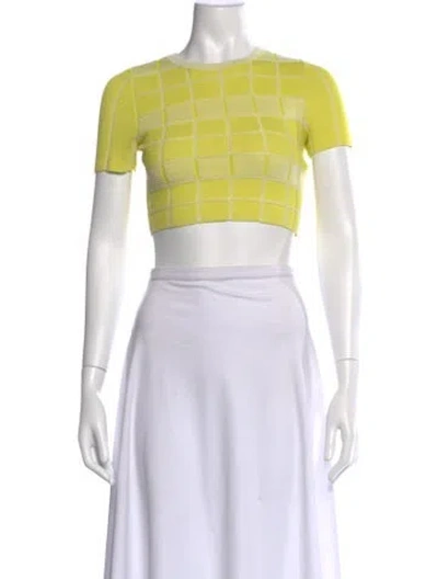 Pre-owned Solid & Striped Colorblock Pattern Crew Neck Crop Top In Yellow
