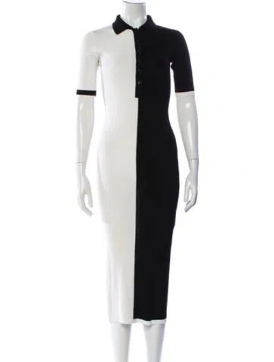 Pre-owned Solid & Striped Colorblock Pattern Long Dress In Black