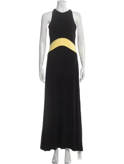 Pre-owned Solid & Striped Colorblock Pattern Long Dress In Black