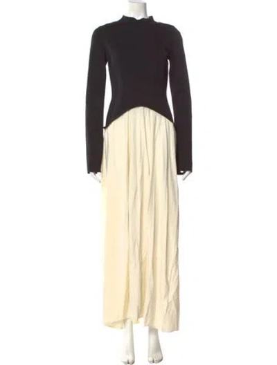 Pre-owned Solid & Striped Colorblock Pattern Long Dress In Neutral