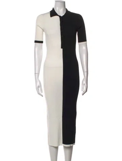 Pre-owned Solid & Striped Colorblock Pattern Midi Length Dress In Black