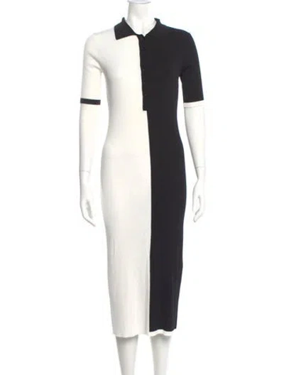 Pre-owned Solid & Striped Colorblock Pattern Midi Length Dress In Multi