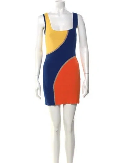 Pre-owned Solid & Striped Colorblock Pattern Mini Dress In Multi