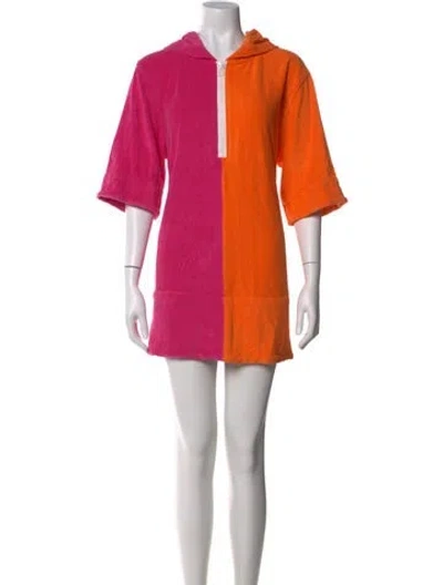 Pre-owned Solid & Striped Colorblock Pattern Mini Dress In Pink
