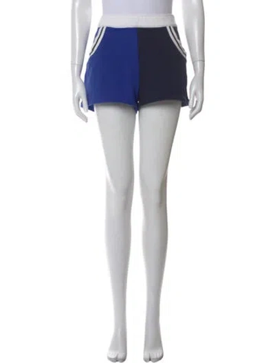 Pre-owned Solid & Striped Colorblock Pattern Mini Shorts In Blue