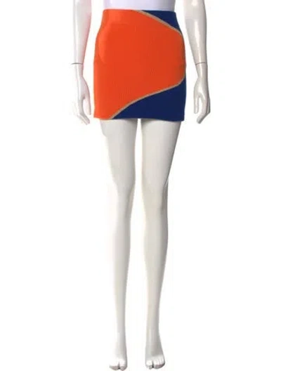 Pre-owned Solid & Striped Colorblock Pattern Mini Skirt In Orange