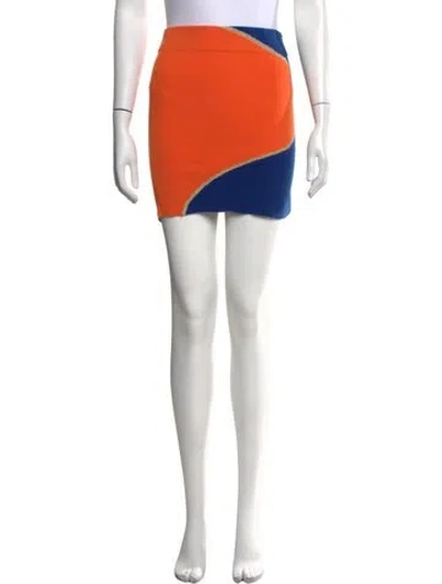 Pre-owned Solid & Striped Colorblock Pattern Mini Skirt In Orange
