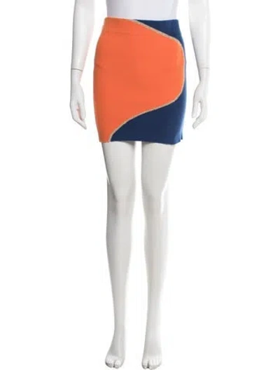 Pre-owned Solid & Striped Colorblock Pattern Mini Skirt W/ Tags In Orange