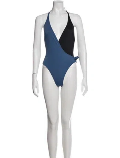 Pre-owned Solid & Striped Colorblock Pattern One-piece In Multi