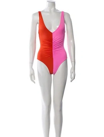 Pre-owned Solid & Striped Colorblock Pattern One-piece W/ Tags In Multi
