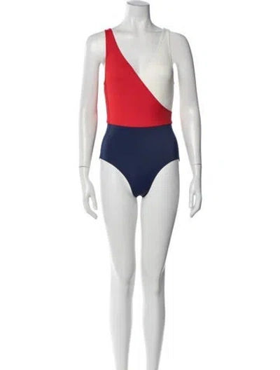 Pre-owned Solid & Striped Colorblock Pattern One-piece W/ Tags In Pink