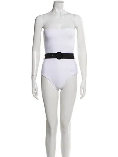 Pre-owned Solid & Striped Colorblock Pattern One-piece W/ Tags In White