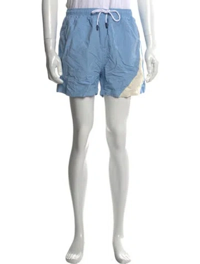 Pre-owned Solid & Striped Colorblock Pattern Swim Trunks W/ Tags In Blue