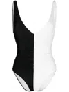Solid & Striped Colour-block Swimsuit In White