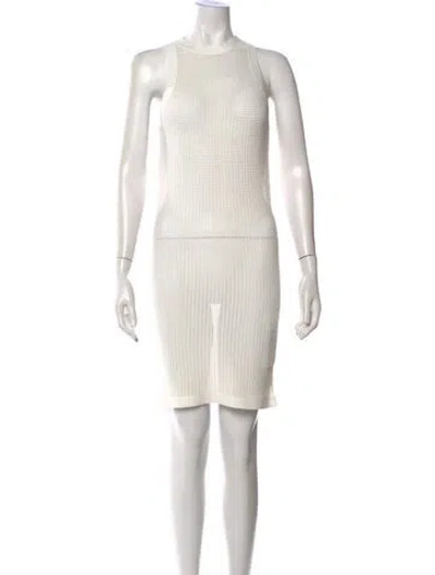 Pre-owned Solid & Striped Crew Neck Knee-length Dress In Neutral