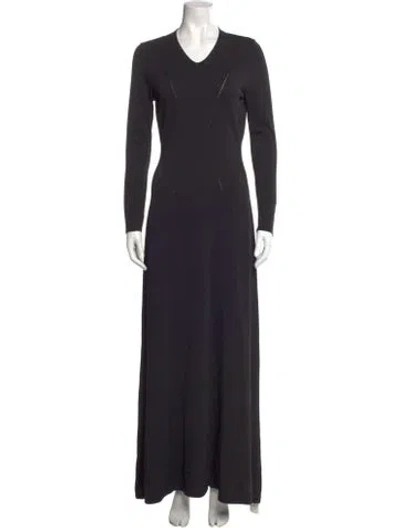 Pre-owned Solid & Striped Crew Neck Long Dress In Black