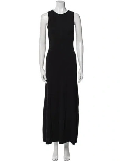 Pre-owned Solid & Striped Crew Neck Long Dress In Black