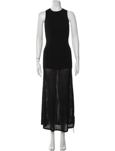 Pre-owned Solid & Striped Crew Neck Long Dress In Black