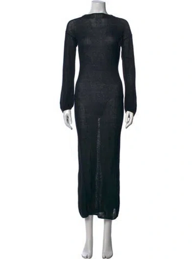 Pre-owned Solid & Striped Crew Neck Long Dress In Black