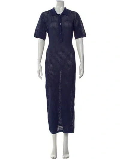 Pre-owned Solid & Striped Crew Neck Long Dress In Blue