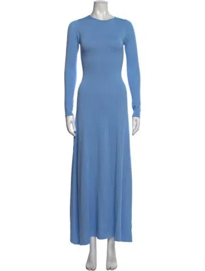 Pre-owned Solid & Striped Crew Neck Long Dress In Blue