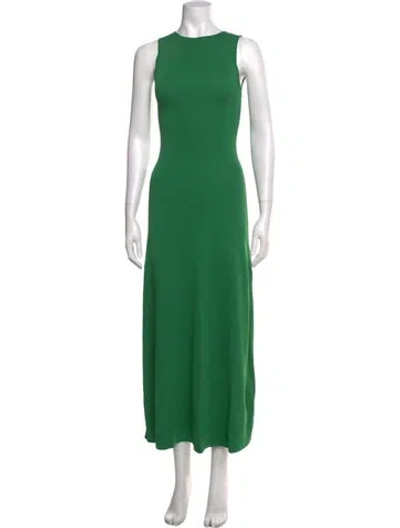 Pre-owned Solid & Striped Crew Neck Long Dress In Green