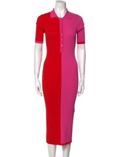 Pre-owned Solid & Striped Crew Neck Long Dress In Multi