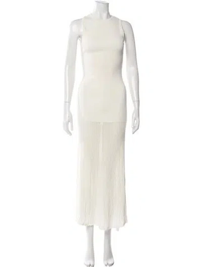 Pre-owned Solid & Striped Crew Neck Long Dress In Neutrals