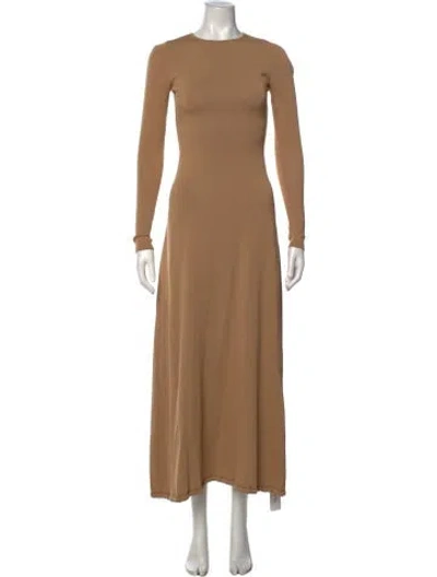 Pre-owned Solid & Striped Crew Neck Long Dress In Neutrals
