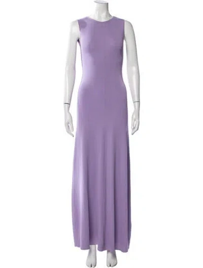 Pre-owned Solid & Striped Crew Neck Long Dress In Purple