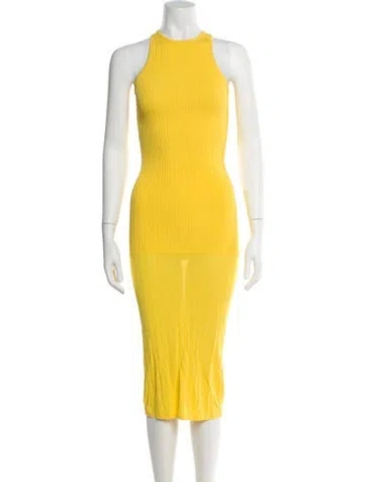Pre-owned Solid & Striped Crew Neck Long Dress W/ Tags In Yellow