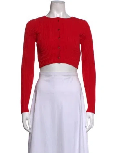 Pre-owned Solid & Striped Crew Neck Long Sleeve Crop Top W/ Tags In Red