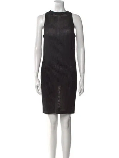 Pre-owned Solid & Striped Crew Neck Mini Dress In Black