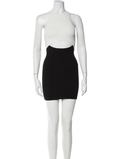 Pre-owned Solid & Striped Crew Neck Mini Dress In Black