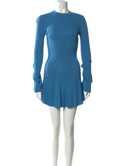 Pre-owned Solid & Striped Crew Neck Mini Dress In Blue