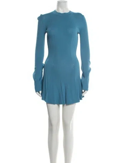 Pre-owned Solid & Striped Crew Neck Mini Dress In Blue