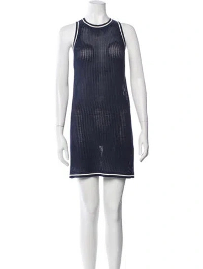 Pre-owned Solid & Striped Crew Neck Mini Dress In Blue