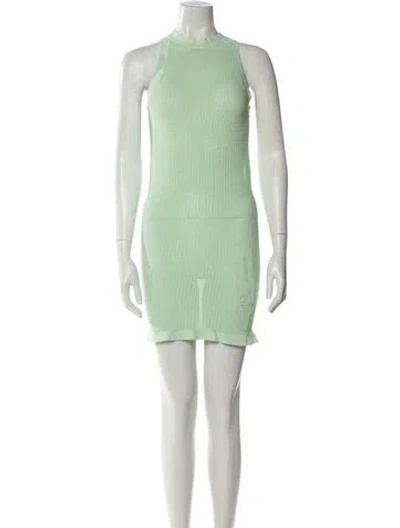 Pre-owned Solid & Striped Crew Neck Mini Dress In Green
