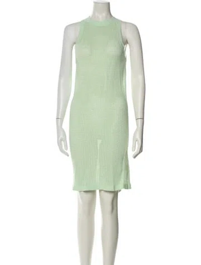 Pre-owned Solid & Striped Crew Neck Mini Dress In Green