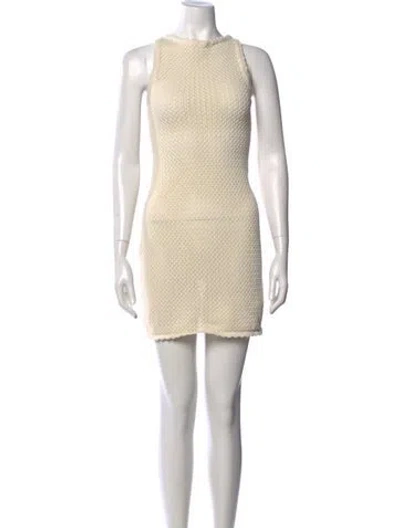 Pre-owned Solid & Striped Crew Neck Mini Dress In Neutral