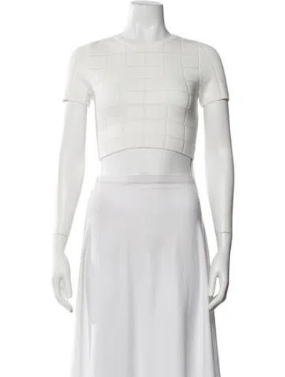 Pre-owned Solid & Striped Crew Neck Short Sleeve Crop Top In White