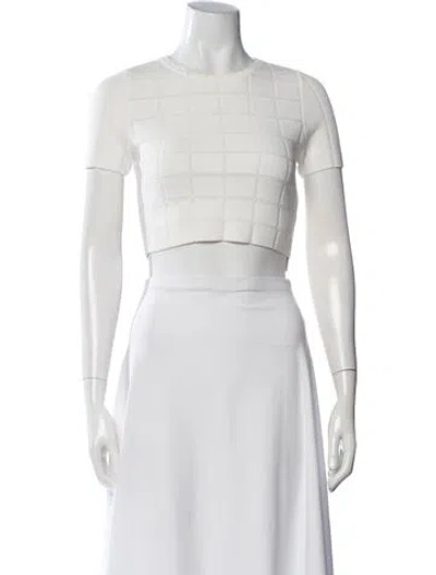 Pre-owned Solid & Striped Crew Neck Short Sleeve Crop Top In White