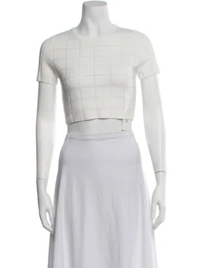 Pre-owned Solid & Striped Crew Neck Short Sleeve Crop Top In White